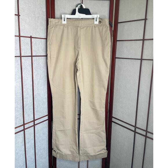 Lands' End Cream Khaki Chino Pants Size 6P Petite Button Tab Cuff Trouser - Picture 3 of 11